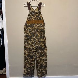 Vintage Carhartt Camo Bib Overalls Duck Bird Hunting Sz 36x30